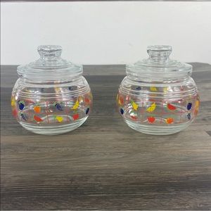 Vintage KIG Indonesia fruit clear canisters with lid